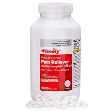 Timely Acetaminophen 325 MG - 1000 Tablets for Pain & Fever Relief