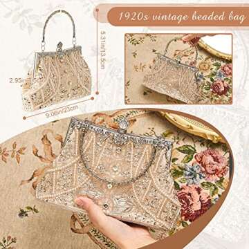 Amylove 1920s Vintage Beaded Clutch Evening Bag Formal 1920s Accessories for Women Wedding Valentine...