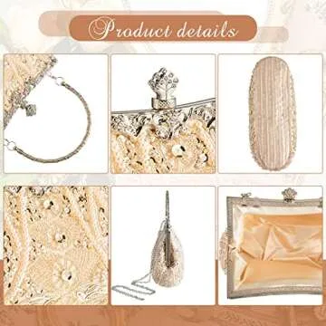 Amylove 1920s Vintage Beaded Clutch Evening Bag Formal 1920s Accessories for Women Wedding Valentine's Day Party(Champagne)