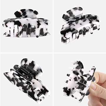 Hair Claw Clips for Women Girls, Funtopia 4 Pack 2.6 Inch Tortoise Barrettes Acrylic Hair Jaw Clips Clamp Celluloid Leopard Print Hair Clips for Thin and Thick Hair (Medium Size, Classic Color)
