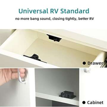 RV Drawer Latches and Catches, 4 Pack RV Cabinet Door Latches and Catches, 10 LBS Pull Force Latch f...
