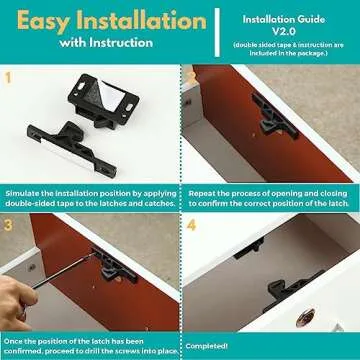 RV Drawer Latches and Catches, 4 Pack RV Cabinet Door Latches and Catches, 10 LBS Pull Force Latch for RV Camper Motor Home Trailor Office Cabinet Drawer, with Mounting Screws and Double-Sided Tape