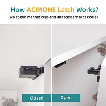 RV Drawer Latches and Catches, 4 Pack RV Cabinet Door Latches and Catches, 10 LBS Pull Force Latch for RV Camper Motor Home Trailor Office Cabinet Drawer, with Mounting Screws and Double-Sided Tape