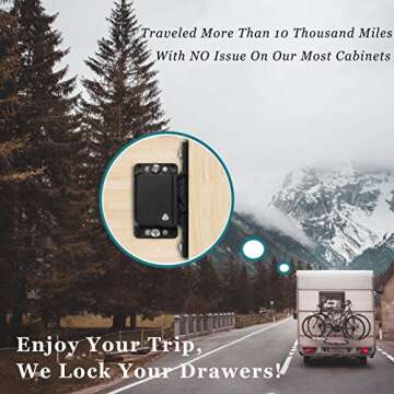 RV Drawer Latches and Catches, 4 Pack RV Cabinet Door Latches and Catches, 10 LBS Pull Force Latch for RV Camper Motor Home Trailor Office Cabinet Drawer, with Mounting Screws and Double-Sided Tape