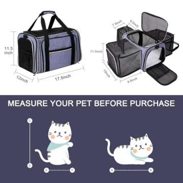 BAGLHER Cat Carrier Bag,Airline Approved Pet Carrier Soft Side Pet Travel 5 Sides Open Doors 3 Sides...