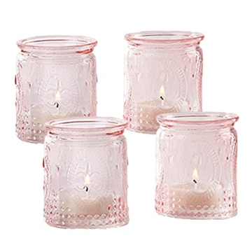 Elegant Vintage Glass Tea Light Holders Set of 4