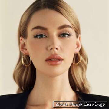 36 Pairs Gold Hoop Earrings Set for Women, Fashion Chunky Gold Hoop Earrings Multipack, Hypoallergen...