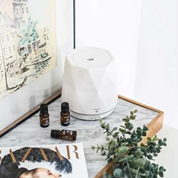 Sparia Ceramic Ultrasonic Essential Oil Diffuser for Aromatherapy, Matte White, 300ml, 18 Hour Runtime