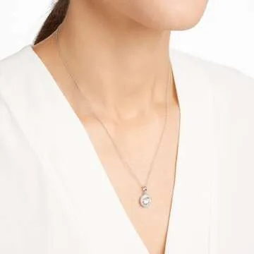 Amazon Essentials womens Sterling Silver Cubic Zirconia Halo Pendant Necklace and Stud Earrings Jewelry Set (previously Amazon Collection)