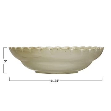 Creative Co-Op Scalloped Stoneware Bowl - Ivory