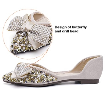 Comfortable Rhinestone Wedding Flats for Women