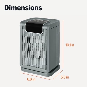 Amazon Basics Space Heater for Indoor Use with PTC Ceramic Technology, 1500W, Remote Control, 70° O...