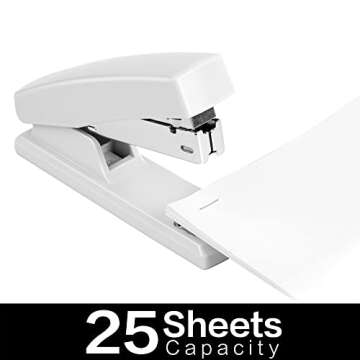 Deli Stapler, Desktop Staplers with 640 Staples, Office Stapler, 25 Sheet Capacity, White