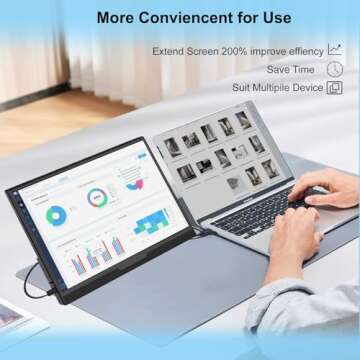 QGE Portable Monitor for Laptop, 15.6'' 1080P FHD Laptop Screen Extender Dual Monitor- USB C HDMI Plug & Play Laptop Monitor Extender Speaker & Stand for Wins,Mac,Phone,Switch,PS4/5