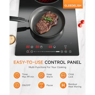 Gleedelish 2 Burner Electric Cooktop for Easy Meal Prep