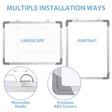ARCOBIS White Board Dry Erase for Wall, 10 Markers, 4 Magnets, 1 Eraser, 12"x16" Small Magnetic Hang...