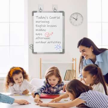 ARCOBIS White Board Dry Erase for Wall, 10 Markers, 4 Magnets, 1 Eraser, 12"x16" Small Magnetic Hanging Double-Sided Whiteboard, Portable White Board for Drawing, Kitchen Grocery List, Planning Memo