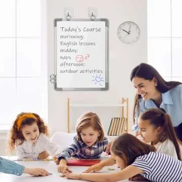 ARCOBIS White Board Dry Erase for Wall, 10 Markers, 4 Magnets, 1 Eraser, 12"x16" Small Magnetic Hanging Double-Sided Whiteboard, Portable White Board for Drawing, Kitchen Grocery List, Planning Memo