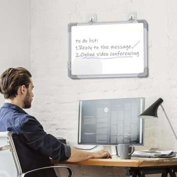 ARCOBIS White Board Dry Erase for Wall, 10 Markers, 4 Magnets, 1 Eraser, 12"x16" Small Magnetic Hanging Double-Sided Whiteboard, Portable White Board for Drawing, Kitchen Grocery List, Planning Memo