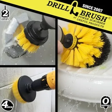 Drill Brush Attachment - Bathroom Surfaces Tub, Shower, Tile and Grout All Purpose Power Scrubber Cleaning Kit –Grout Drill Brush Set – Drill Brushes by Drill Brush Power Scrubber by Useful Products