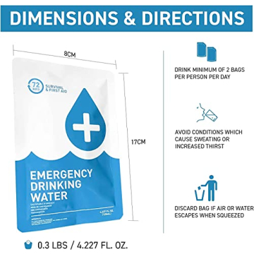 Survival Water Packets - 12 Pouches for Emergency