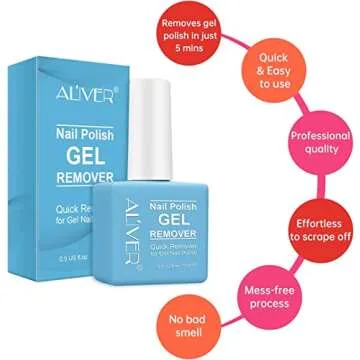 ALIVER Gel Nail Polish Remover Fast Gel Removal 2-4 Mins 0.5 Fl Oz