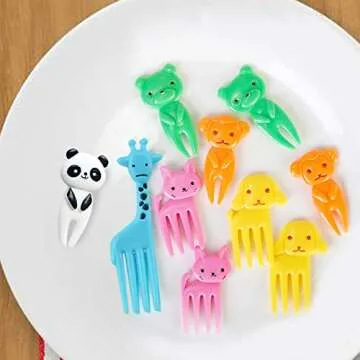 UOUYOO 36 Pcs Animal Food Picks for Kids, Cute Cartoon Animal Fruit Food Toothpicks,Reusable Lunch P...