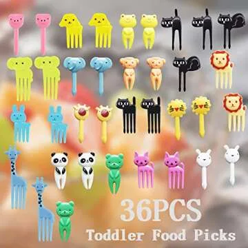 UOUYOO 36 Pcs Animal Food Picks - Fun Kids Lunch Accessories