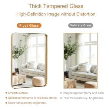 18"x24" Gold Bathroom Mirror for Wall, Small Rectangle Mirror with Rounded Corners - Bathroom Mirrors for Over Sink, Modern Vanity Mirror Hangs Horizontal or Vertical for Living Room, Bedroom