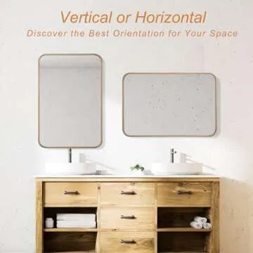 18"x24" Gold Bathroom Mirror for Wall, Small Rectangle Mirror with Rounded Corners - Bathroom Mirrors for Over Sink, Modern Vanity Mirror Hangs Horizontal or Vertical for Living Room, Bedroom