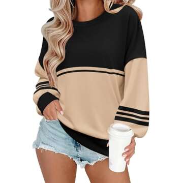Zeagoo Striped Sweatshirts Hoodies for Women Long Sleeve Shirt Fall Outfits Clothes 2024 Pullover To...