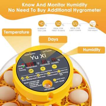 Yuxi 16 Egg Incubator: App Control for Easy Hatching