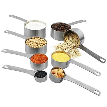 Smithcraft Measuring Cup Set of 8 Stainless Steel Measuring Cups18/8(304) Steel Material Heavy Duty 8 Measuring Cups and 1 Ring Set of 9