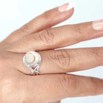 JEWELOPORIUM White Shiva Eye Silver Ring in 925 Sterling Silver, Size 8