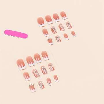 Vezocim Acrylic Square False Nails - 24Pcs Medium Coffin Press-Ons