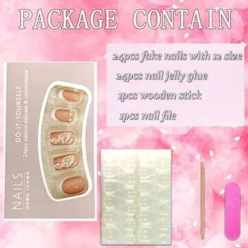 Vezocim 24Pcs French Press on Nails with Butterfly Designs