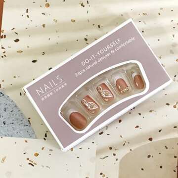 Vezocim 24Pcs French Press on Nails with Butterfly Designs