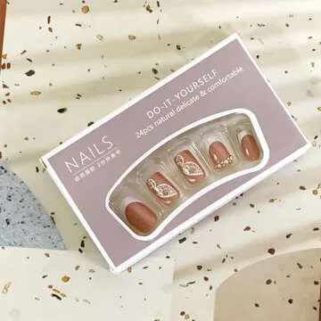 Vezocim 24Pcs French Press on Nails with Butterfly Designs