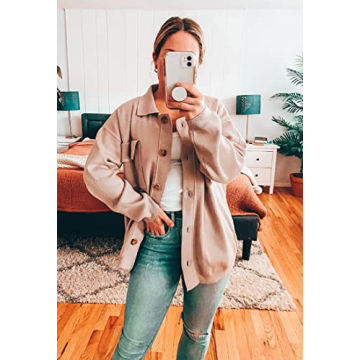 Stylish Women's Knitted Sweater Jacket with 4 Pockets