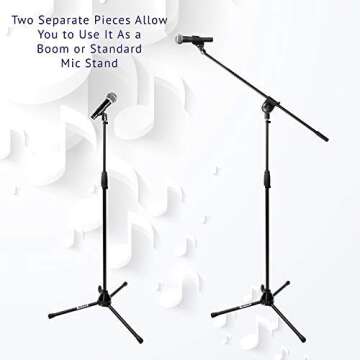 LyxPro Microphone Stand Boom Arm Tilting Rotating Floor Podium Stage or Studio Strong Durable And Fo...