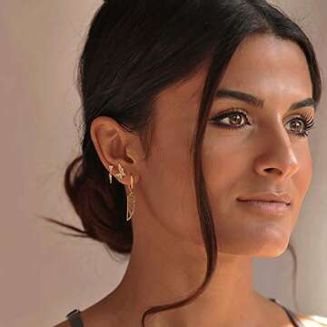 MYEARS Women Butterfly Earrings Gold Stud Cubic Zirconia 14K Gold Plated Small Simple Hypoallergenic...