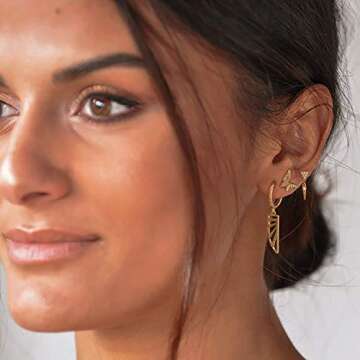 MYEARS Women Butterfly Earrings Gold Stud Cubic Zirconia 14K Gold Plated Small Simple Hypoallergenic Everyday Jewelry 5