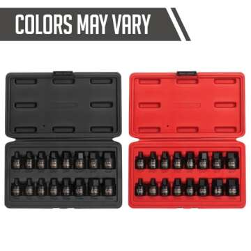 Sunex 3646, 3/8 Inch Drive Low Profile Impact Hex Driver Set, 16-Piece, SAE/Metric, 1/4 Inch - 3/4 I...