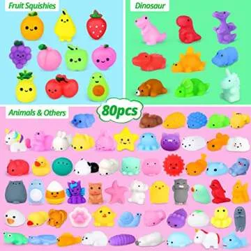 80PCS Mochi Squishy Toys – Kawaii Mini Squishies for Kids, Bulk Classroom Prizes, Stress Relief, a...