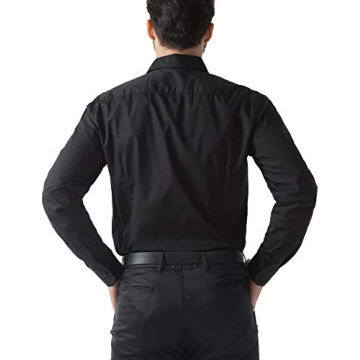 PJ PAUL JONES Men's Designer Slim Fit Dress Shirt - Black, L