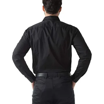 PJ PAUL JONES Men's Designer Slim Fit Dress Shirt - Black, L