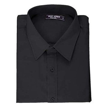 PJ PAUL JONES Men's Designer Slim Fit Dress Shirt - Black, L