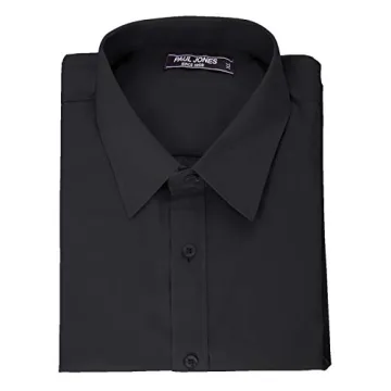 PJ PAUL JONES Men's Designer Slim Fit Dress Shirt - Black, L
