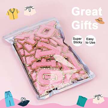 52 Pcs Self Adhesive Chenille Letter Patches Glitter Letter Patches Stoney Clover Dupes Patches Embr...