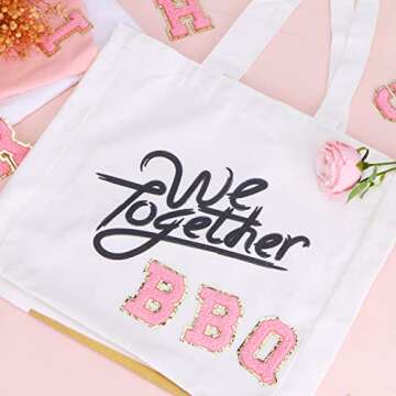 52 Pcs Self Adhesive Chenille Letter Patches Glitter Letter Patches Stoney Clover Dupes Patches Embroidery Patch English Letter A-Z Initial Patches for Clothing DIY Bags Hat Phone, Pink